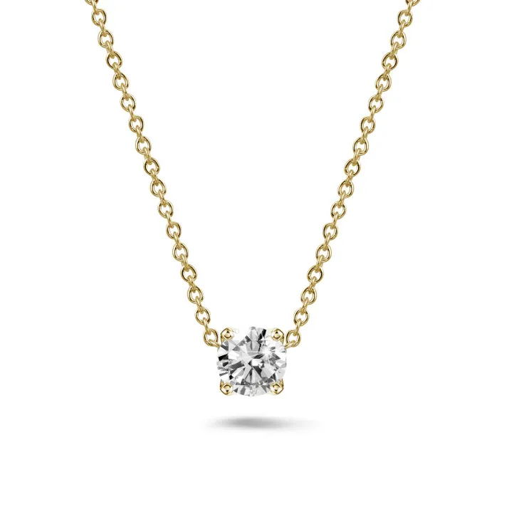 1.50 quilates colgante solitario en oro amarillo con diamante redondo 