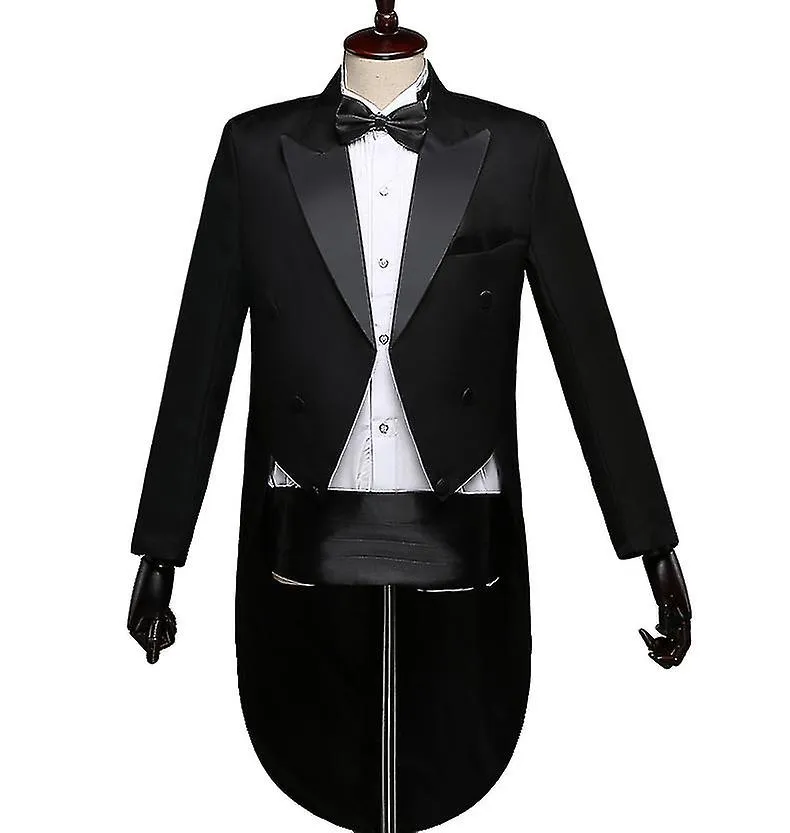 Abrigo de cola para hombre Esmoquin traje conjunto, traje de esmoquin para hombre con pajarita