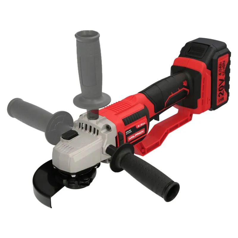 Amoladora A Bateria 20 Volt. Con Bateria 4.0 Ah. Ø 115 mm. 7.000 R.P.M. Mango 3 Posiciones Eje M14 Protector Disco Ajustable
