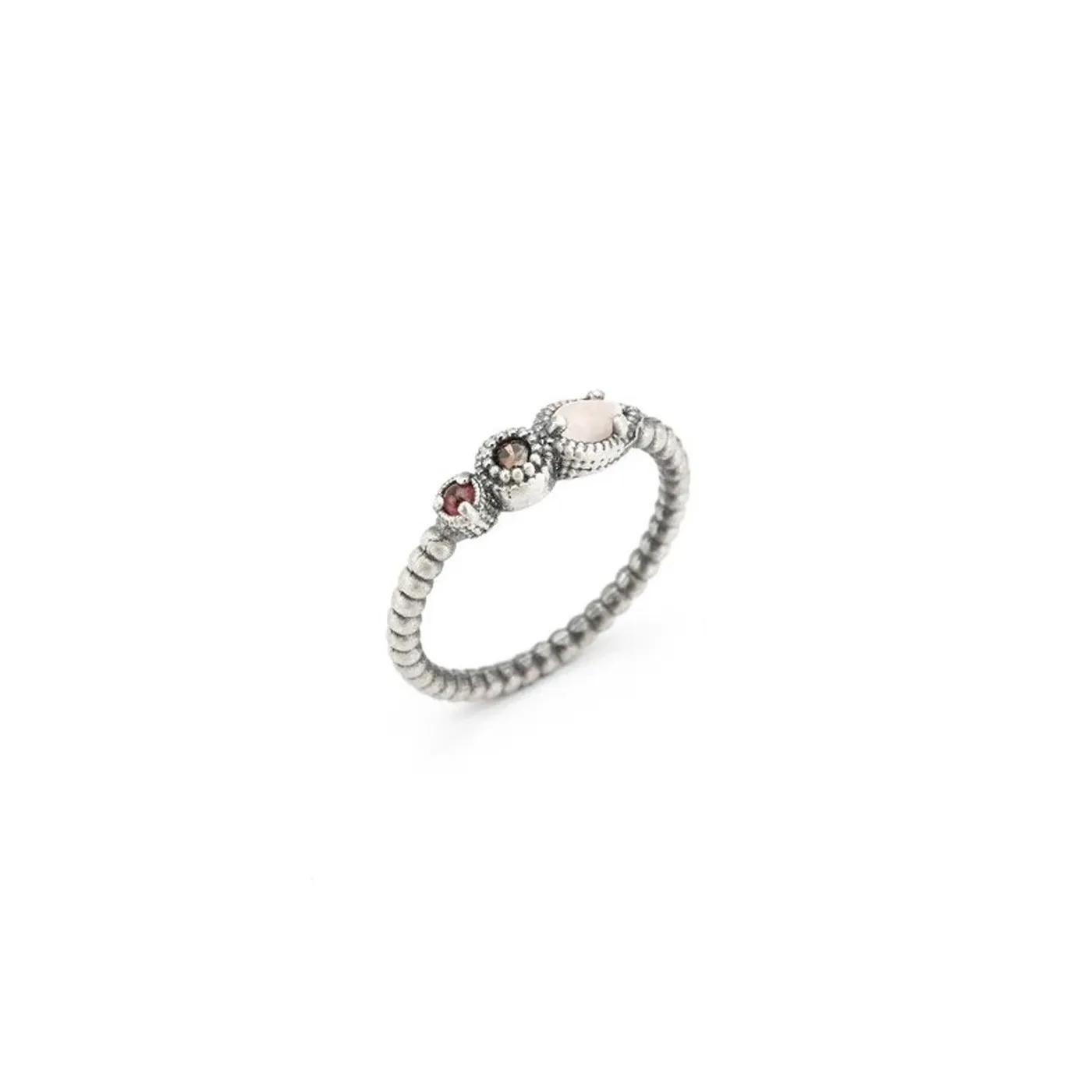Anillo Raive Ojo Gato Rosa, Granate y Circonita Brown 15415