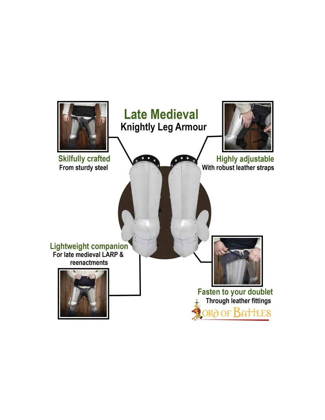 Armadura de pierna caballero medieval edad tardía