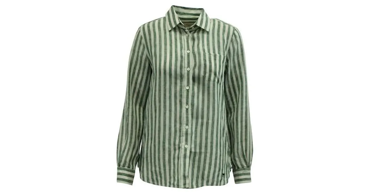 Autre Marque DISEÑADOR CONTEMPORÁNEO Camisa de lino a rayas verdes 