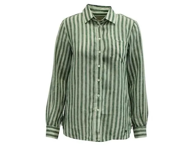 Autre Marque DISEÑADOR CONTEMPORÁNEO Camisa de lino a rayas verdes 