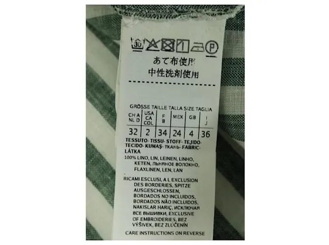 Autre Marque DISEÑADOR CONTEMPORÁNEO Camisa de lino a rayas verdes 