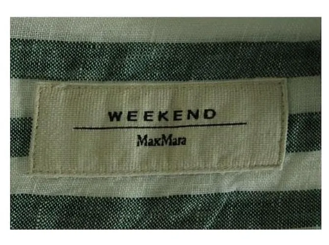 Autre Marque DISEÑADOR CONTEMPORÁNEO Camisa de lino a rayas verdes 
