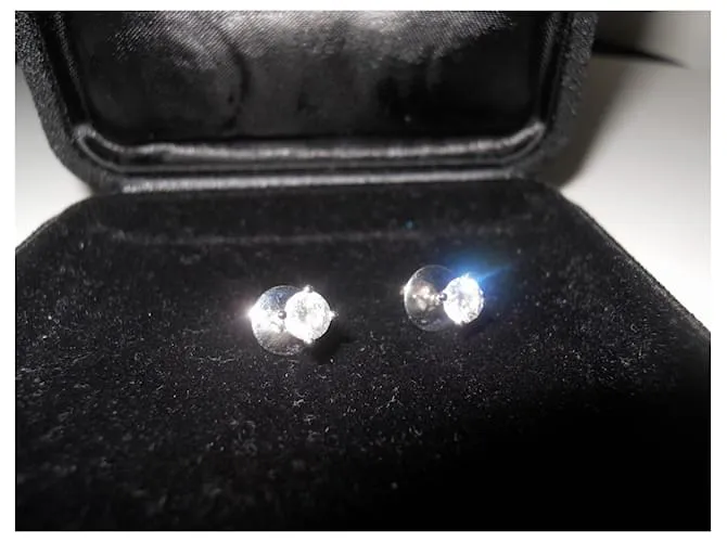 Autre Marque Pendientes con diamantes Blanco 