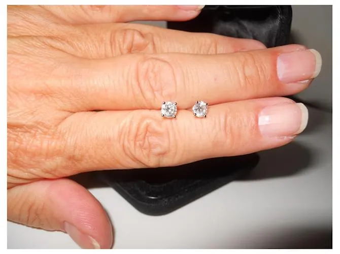 Autre Marque Pendientes con diamantes Blanco 