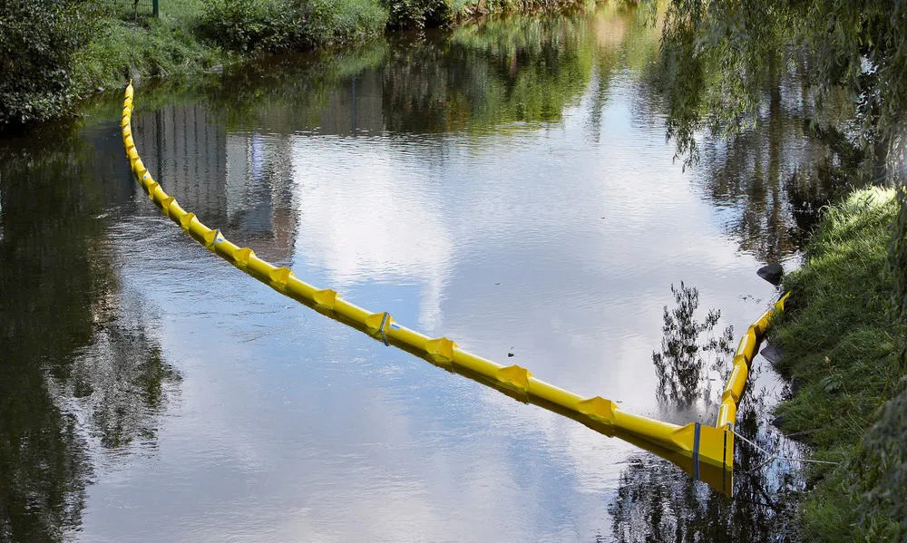 Barrera de contención de aceite ECOLINE 250, aguas interiores, 7,5 m, borde 100 mm, profundo 150 mm
