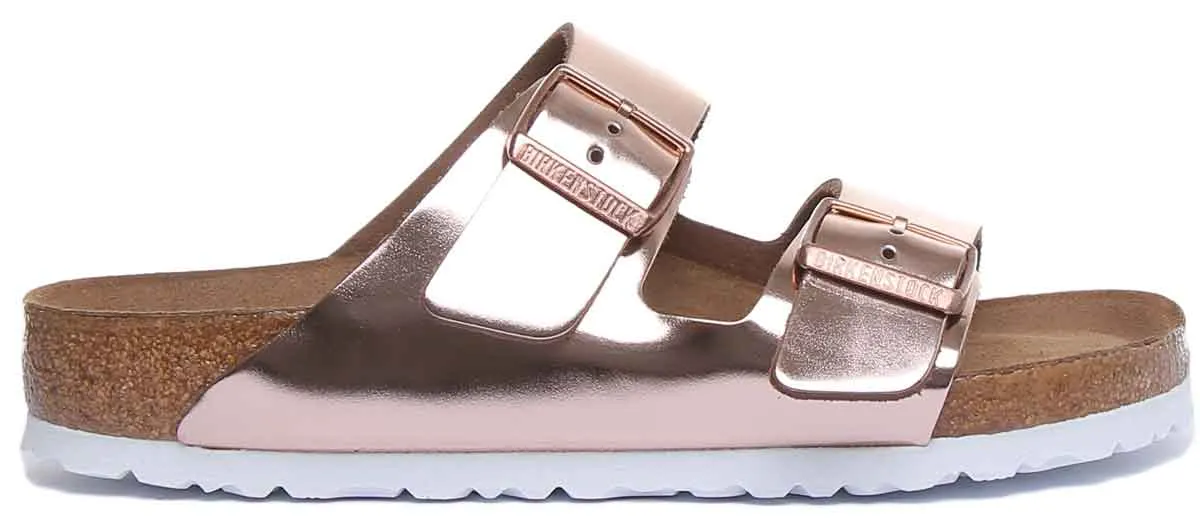 Birkenstock Arizona Sandalias de Mujer Estilo de Dos Correas Birko Flor en Oro
