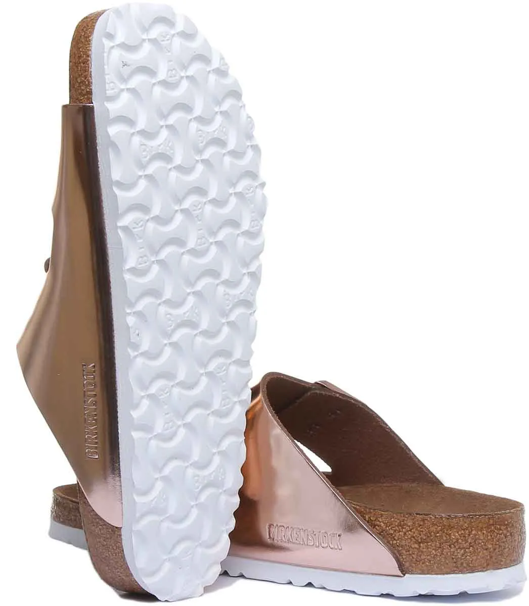 Birkenstock Arizona Sandalias de Mujer Estilo de Dos Correas Birko Flor en Oro