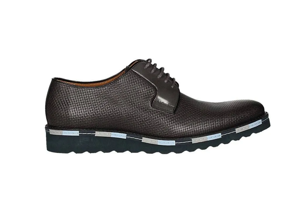 Blucher Trenzado Gris Banda Celeste/gris Claro Piso Azul
