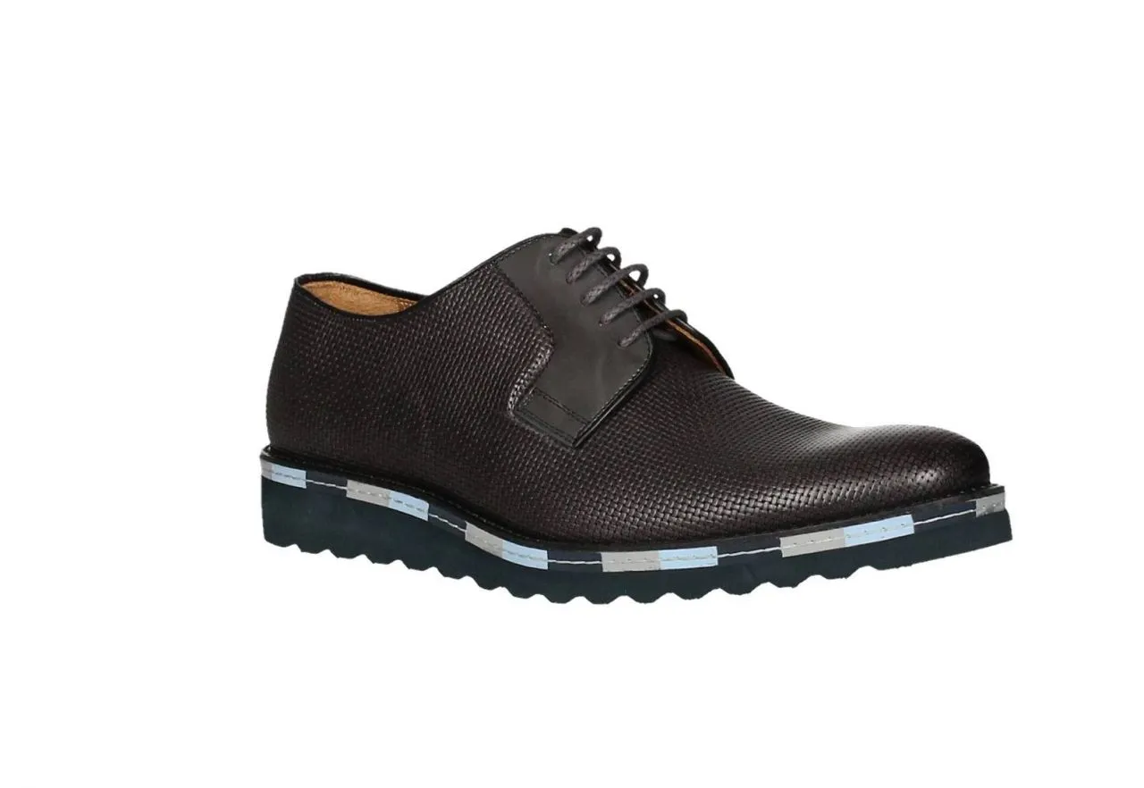 Blucher Trenzado Gris Banda Celeste/gris Claro Piso Azul