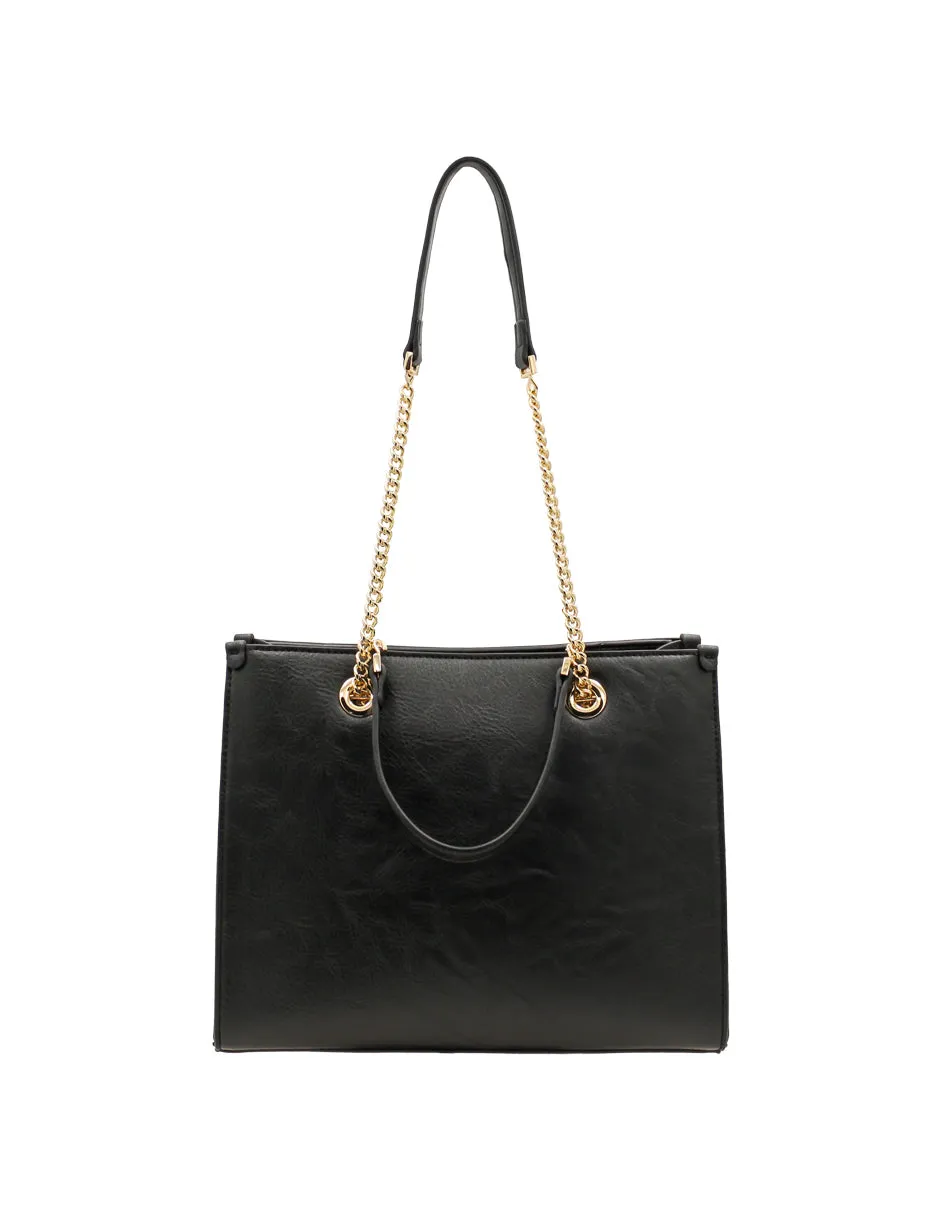 Bolsa Satchel Doble asa Color Negro Exterior Piel sintética de RBCOLLECTION