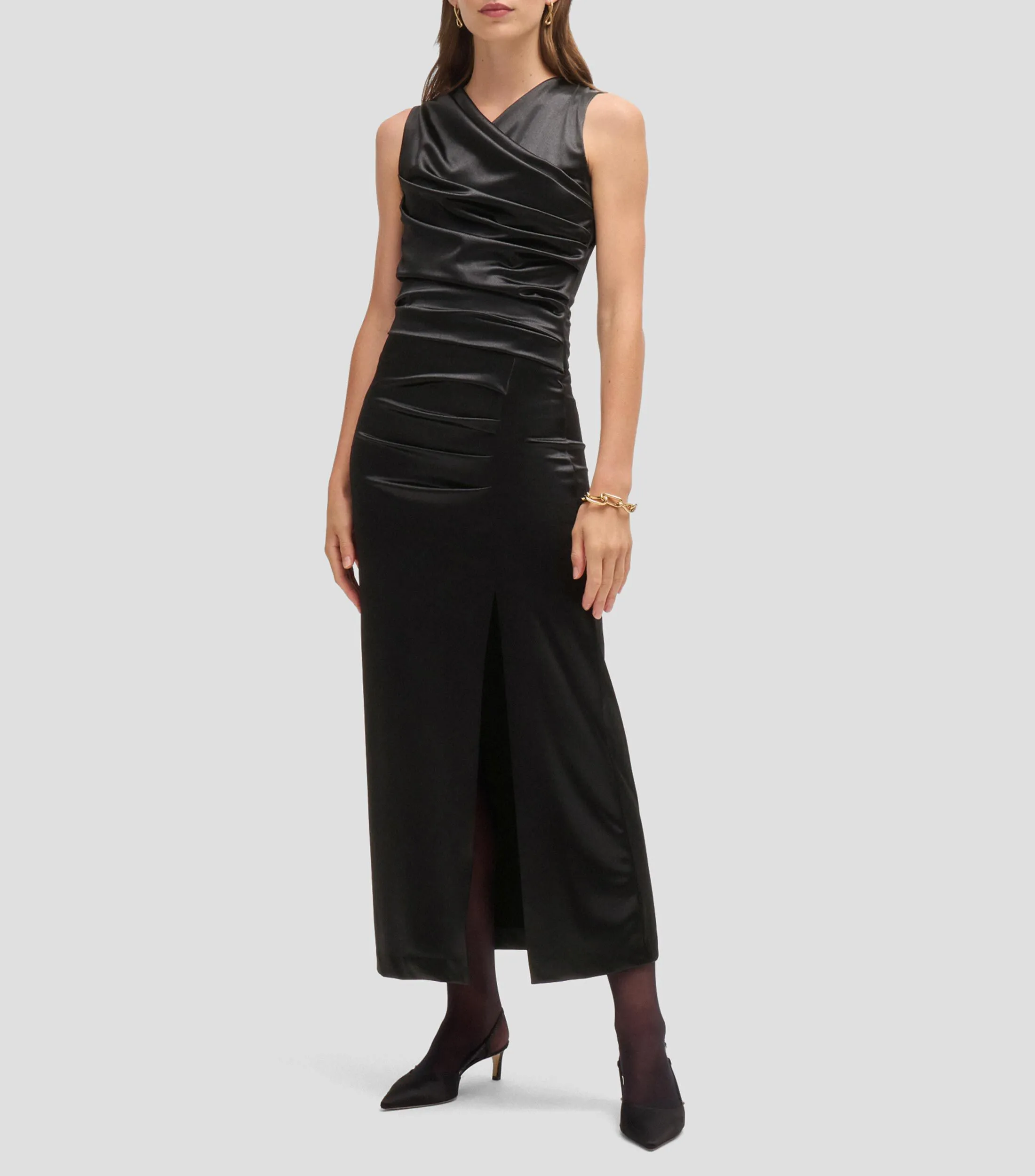 Boss Vestido largo cruzado con efecto reluciente Mujer