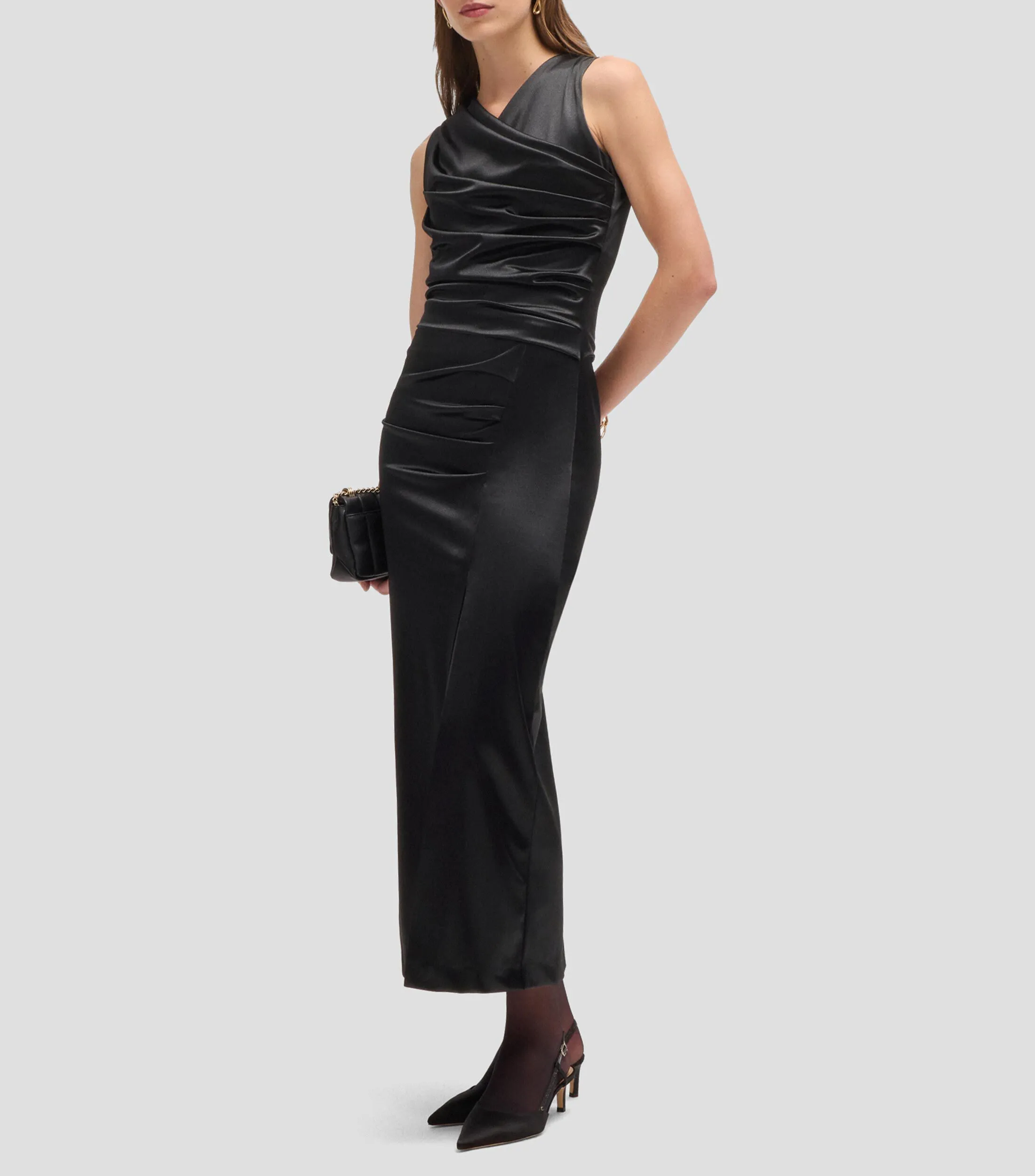 Boss Vestido largo cruzado con efecto reluciente Mujer