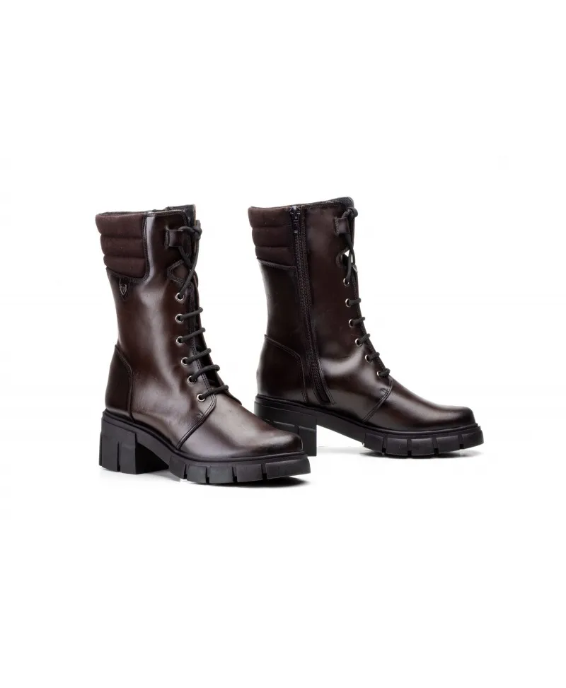 Botas Militares Mujer Piel Marrón Cordones Iberico