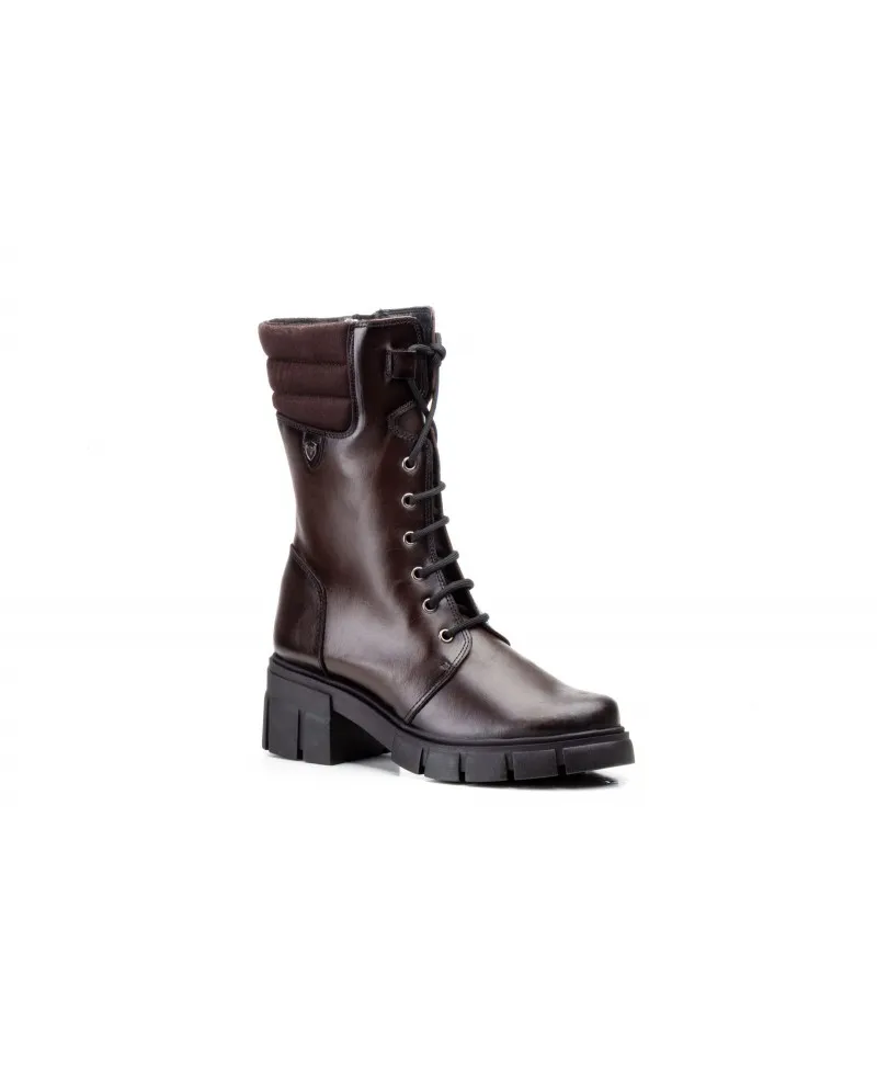 Botas Militares Mujer Piel Marrón Cordones Iberico