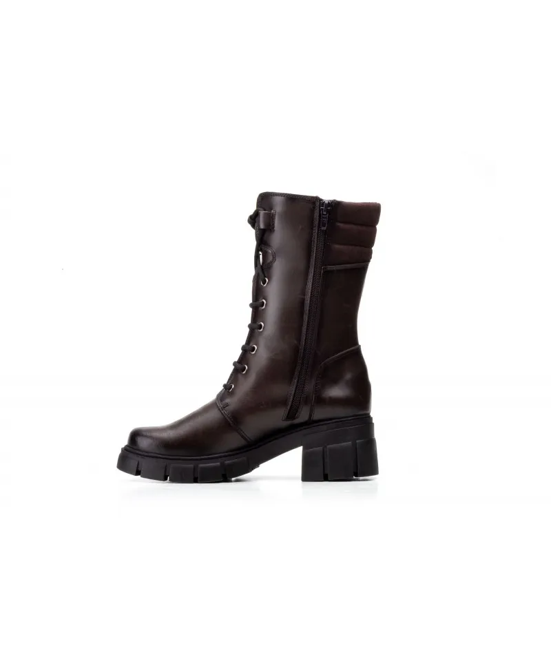 Botas Militares Mujer Piel Marrón Cordones Iberico