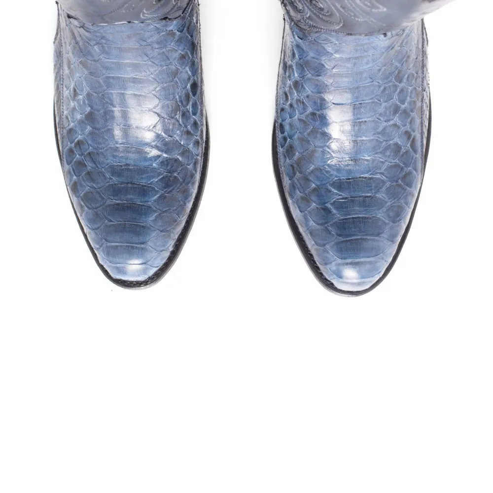 Botas Sendra 13708 Debora Western para mujer en piel de serpiente azul