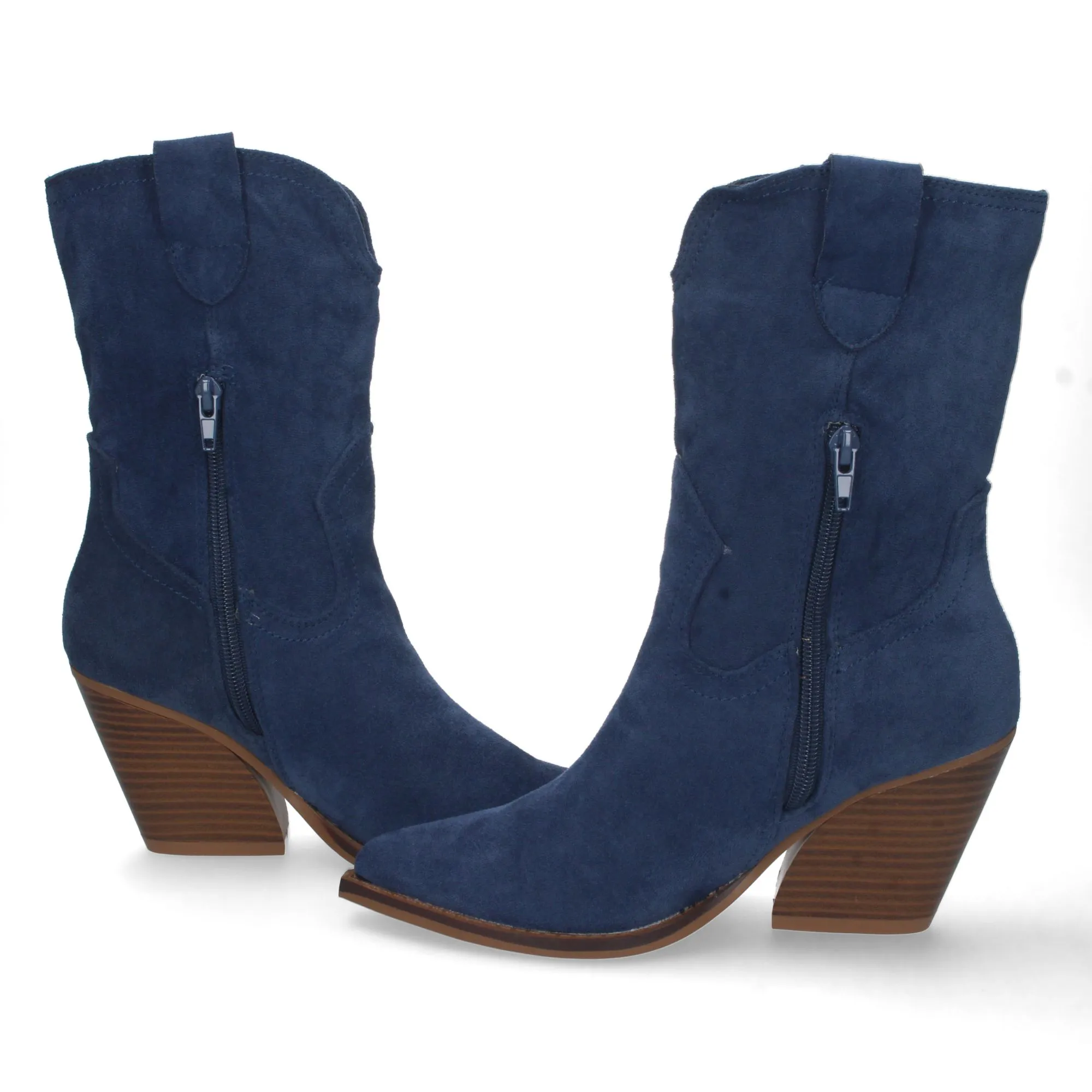 Botines cowboy de tacon campero para mujer color azul