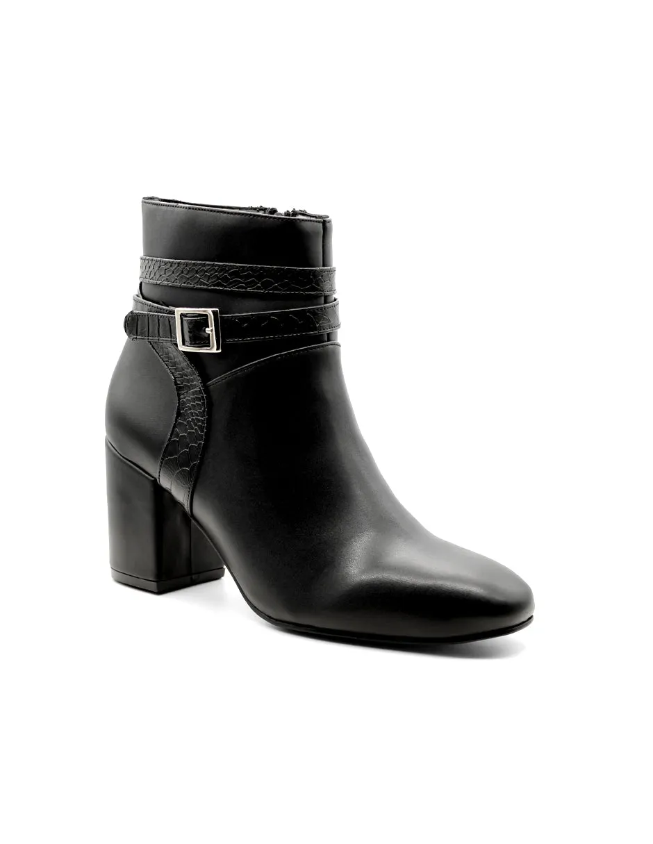 Botín con tacón Exterior Piel sintética Color Negro Para Mujer De RBCOLLECTION