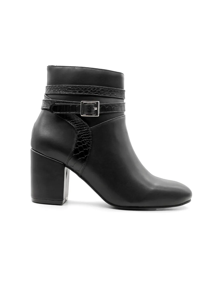 Botín con tacón Exterior Piel sintética Color Negro Para Mujer De RBCOLLECTION