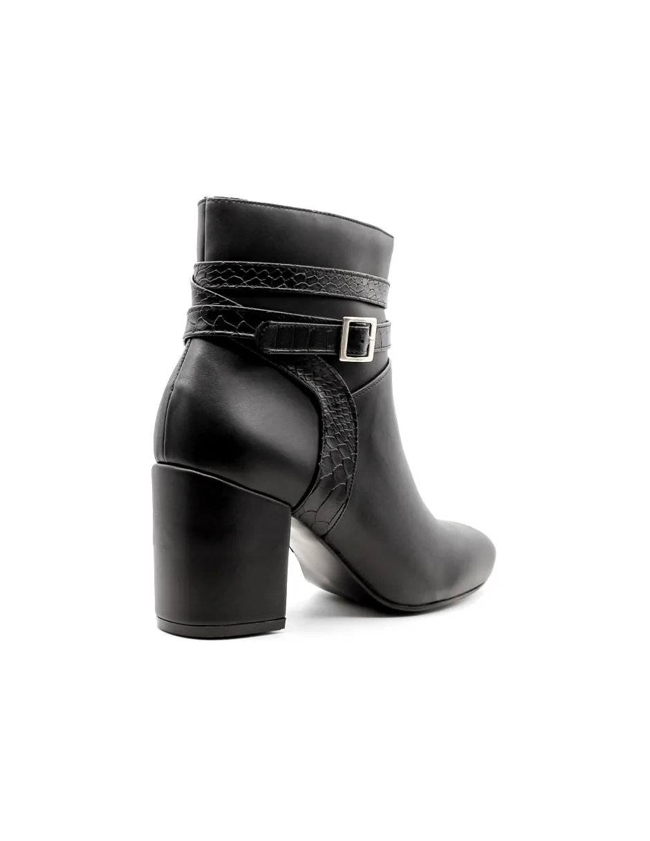 Botín con tacón Exterior Piel sintética Color Negro Para Mujer De RBCOLLECTION