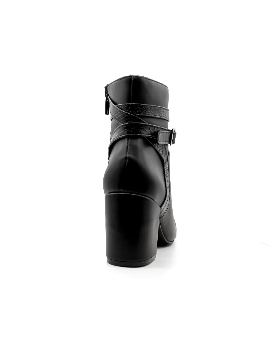 Botín con tacón Exterior Piel sintética Color Negro Para Mujer De RBCOLLECTION