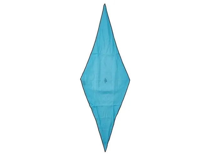 Bufanda de cachemira y seda de Hermès 110cm x 37cm Rosanji en excelente estado Azul 