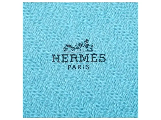 Bufanda de cachemira y seda de Hermès 110cm x 37cm Rosanji en excelente estado Azul 