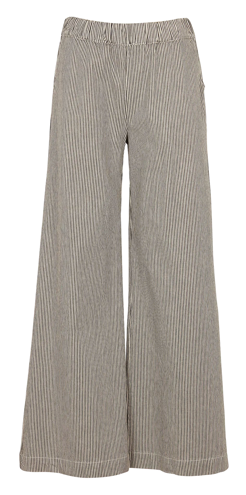 BY BAR NEAL  PANTALóN ANCHO DE MEZCLA DE ALGODóN A RAYAS DE TALLE ALTO EN NEGRO