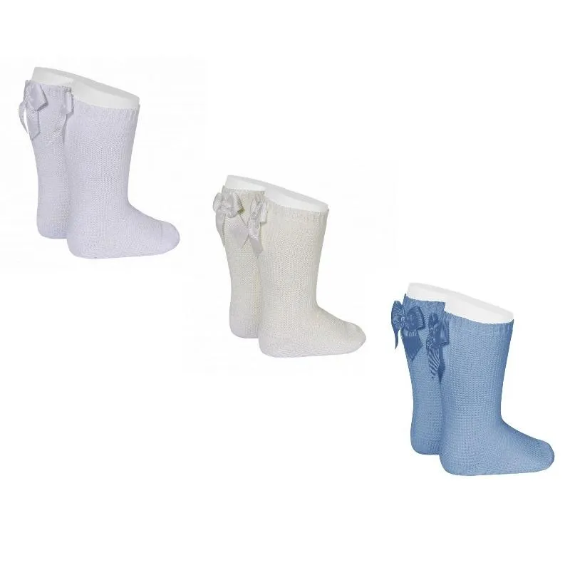 CALCETINES ALTOS PUNTO BOBO CON LAZO