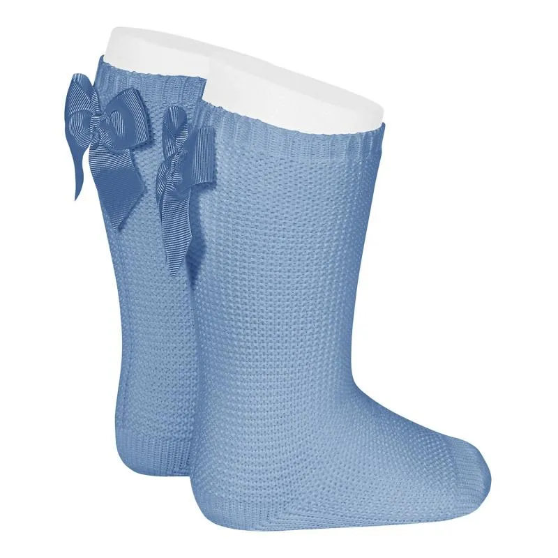 CALCETINES ALTOS PUNTO BOBO CON LAZO