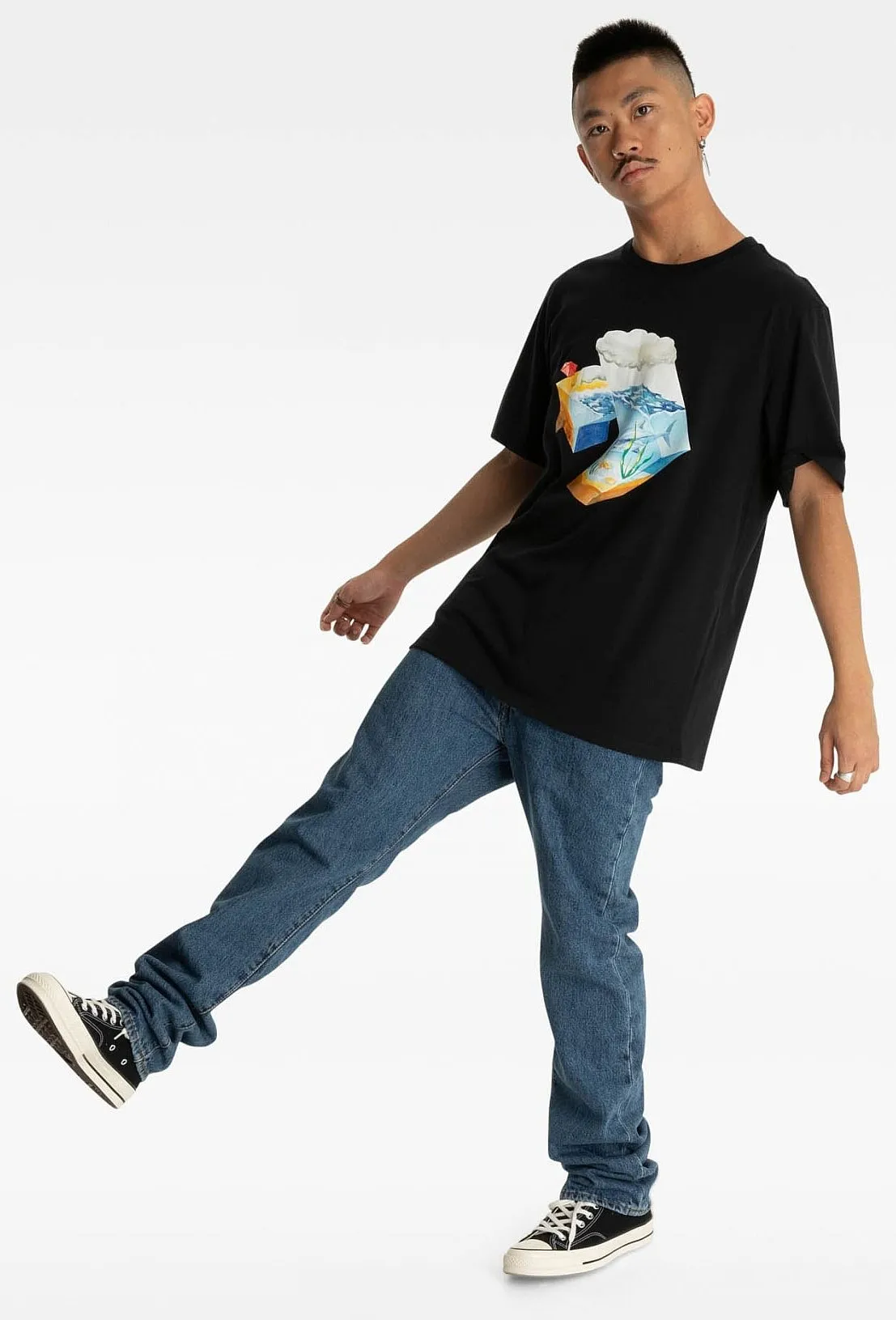 CAMISA CONVERSE STAR CHEVRON OCEAN/10024746  A01/BLACK  MEN´S