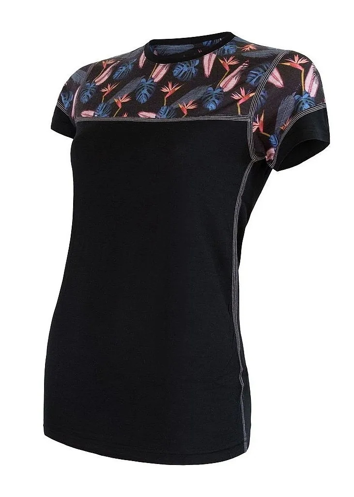 CAMISA SENSOR MERINO IMPRESS  BLACK/FLORAL  WOMEN´S