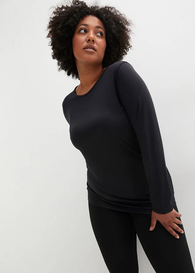 Camiseta larga deportiva de secado rápido Negro