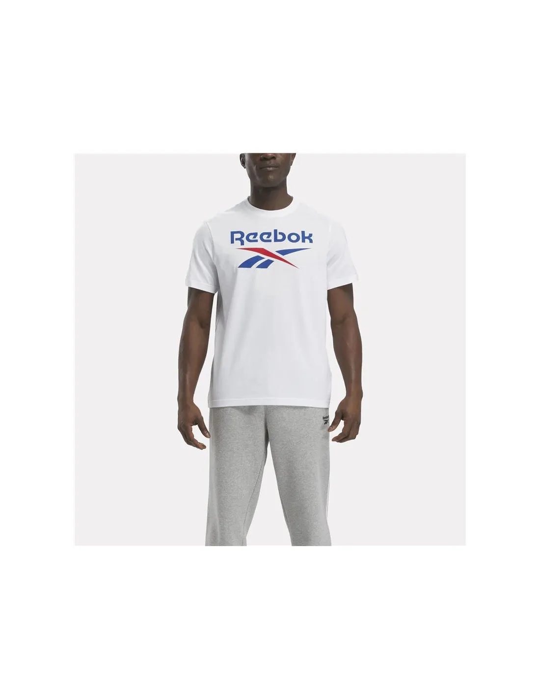 Camiseta Reebok Identity Big Stacked Logo Hombre Blanco