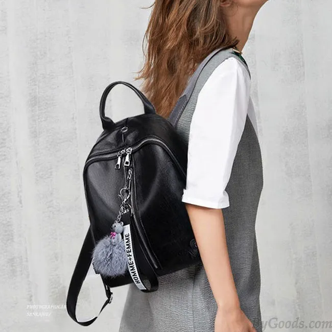 Casual Black Vertical Zipper School Outdoor Sports Backpack