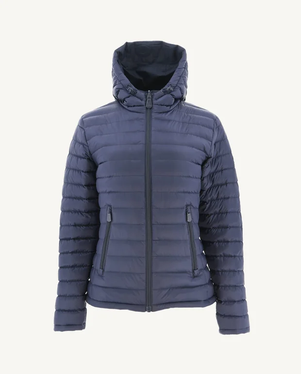 Chaqueta con capucha Jott VIENNE de plumas pato reversible Mujer  FW22WJAC11 – 104 marine Justoverthetop azul marino