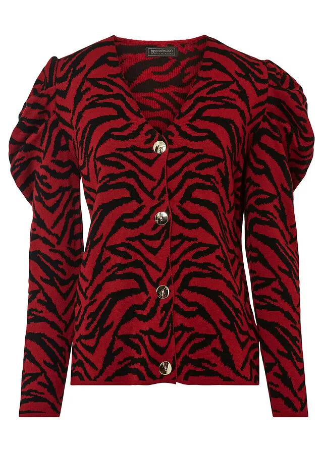 CHAQUETA DE PUNTO ROJONEGRO ESTAMPADO