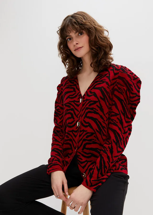 CHAQUETA DE PUNTO ROJONEGRO ESTAMPADO