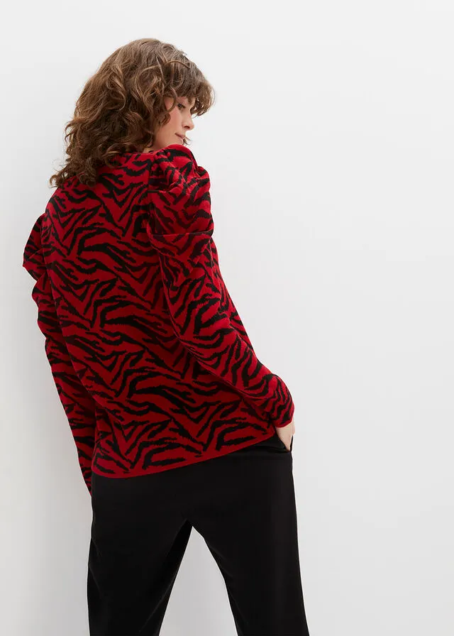 CHAQUETA DE PUNTO ROJONEGRO ESTAMPADO