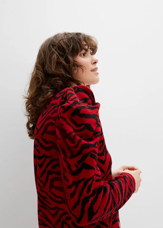 CHAQUETA DE PUNTO ROJONEGRO ESTAMPADO