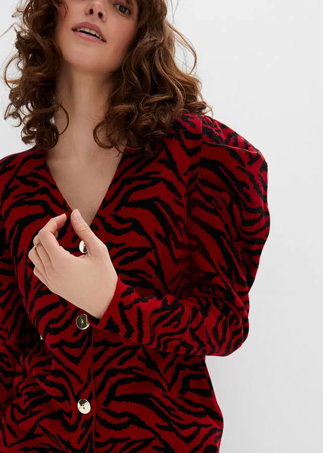 CHAQUETA DE PUNTO ROJONEGRO ESTAMPADO