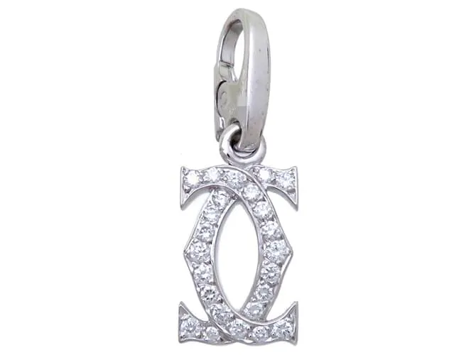 Charm de diamante Cartier 2C para damas en oro blanco de 18K 