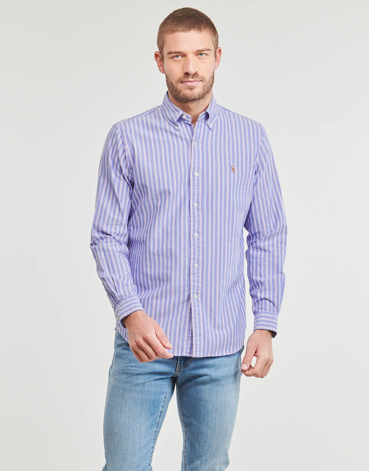 CHEMISE COUPE DROITE EN OXFORD RAYEE