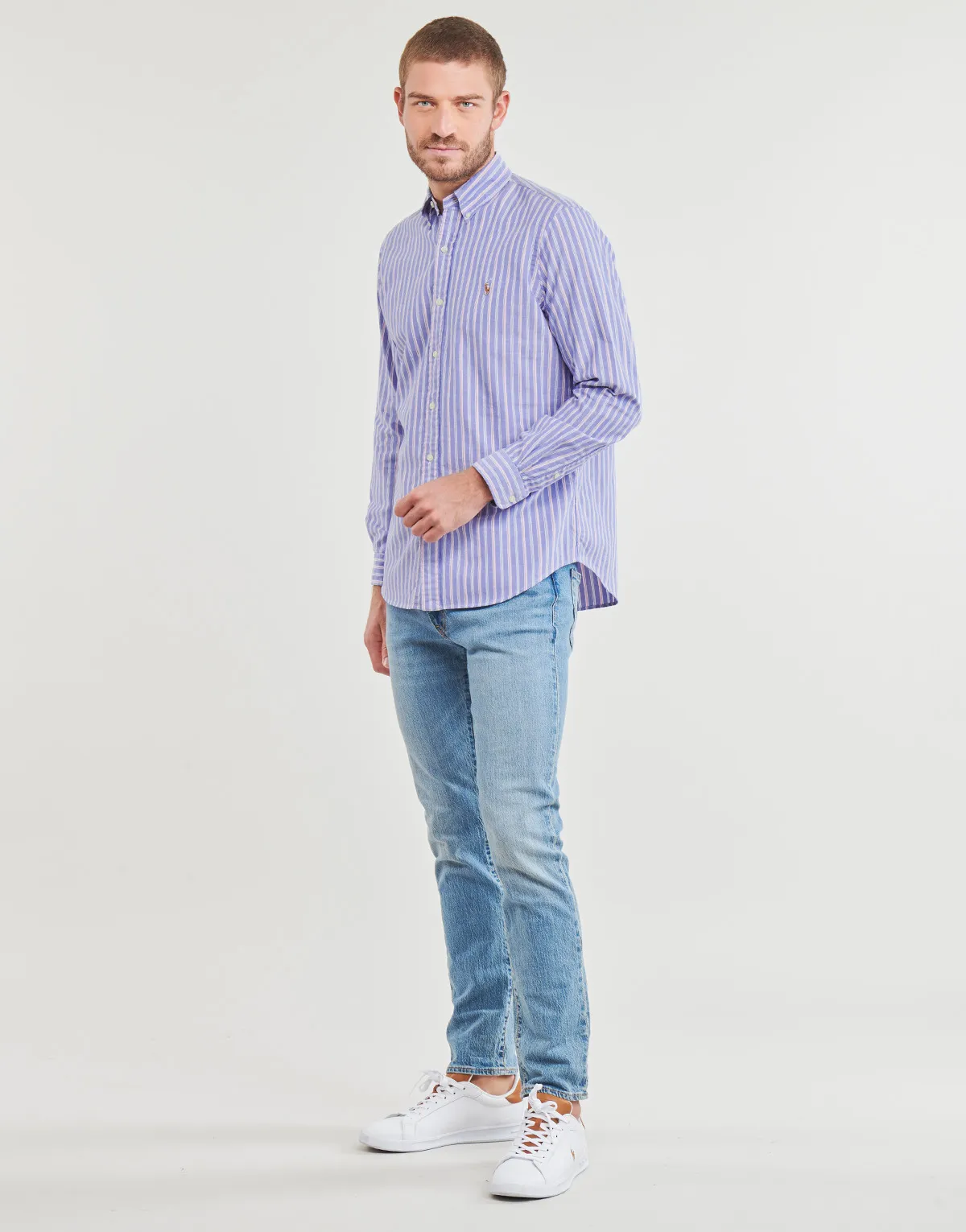 CHEMISE COUPE DROITE EN OXFORD RAYEE
