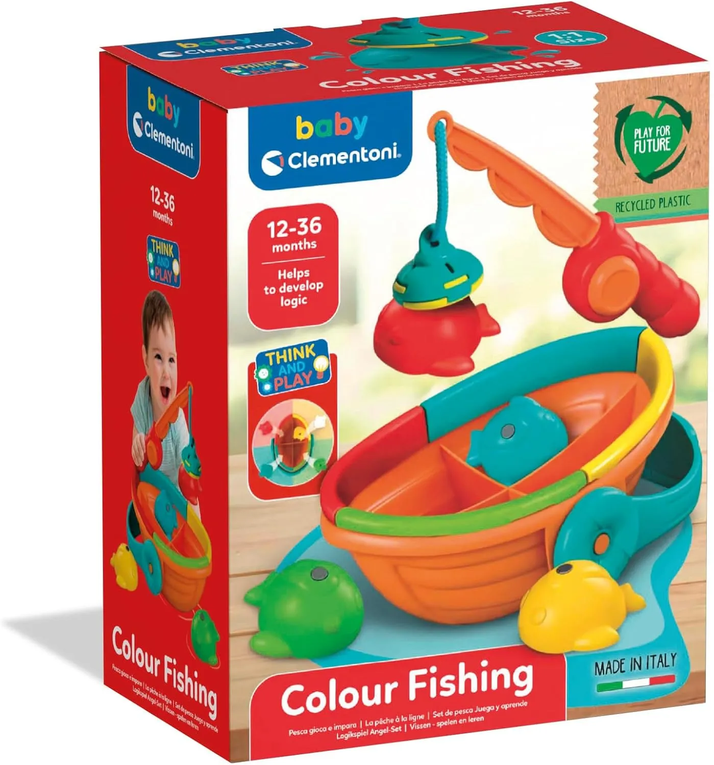 CLEMENTONI  PLAY FOR FUTUREPESCA  APRENDE JUEGO EDUCATIVO ACTIVIDADES BEBé ENCAJES Y CONSTRUCCIONES A PARTIR DE 12 MESES (1768