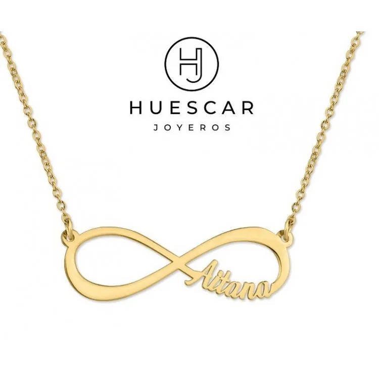 Collar infinito personalizada en plata de ley bañada en oro