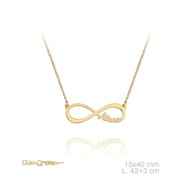 Collar infinito personalizada en plata de ley bañada en oro